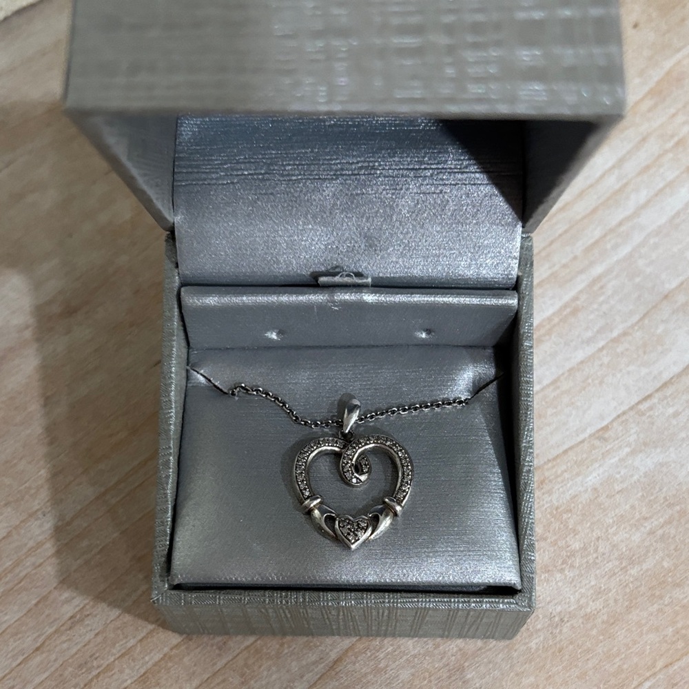 Zales Silver Heart Claddagh Necklace - Picture 3 of 3
